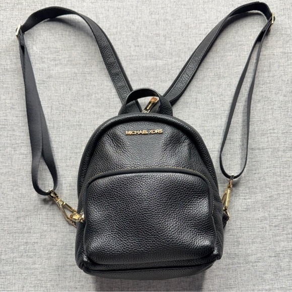 Michael Kors mini  Black Leather Backpack - Picture 1 of 3